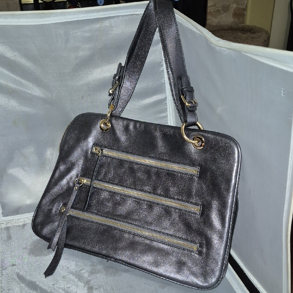 Elegant Metallic Leather Tote Bag By Sorial Handbag